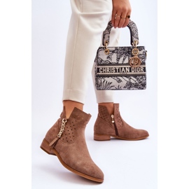 Vinceza Bottes zippées en daim pour femmes Beige Belliano 3