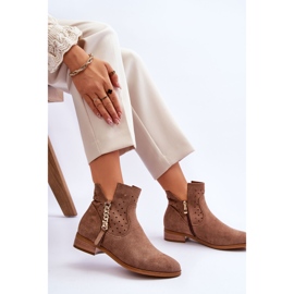 Vinceza Bottes zippées en daim pour femmes Beige Belliano 5