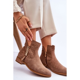 Vinceza Bottes zippées en daim pour femmes Beige Belliano 6