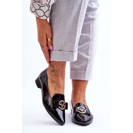 Vinceza Mocassins Vernis Noirs à Talons Bas Asselia le noir 1