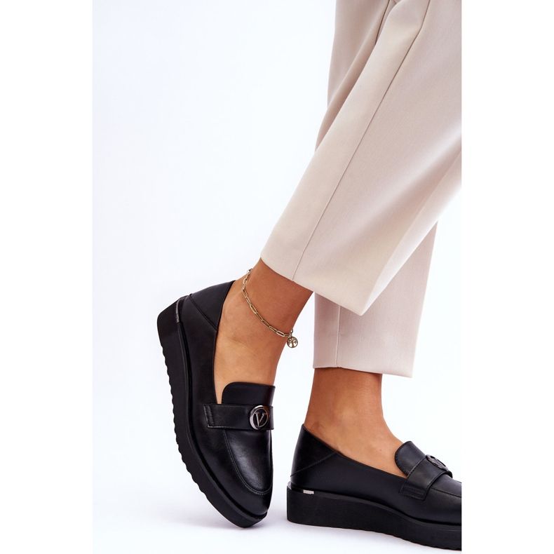 Vinceza Mocassins compensés bas en cuir pour femme Noir Synthia le noir 2