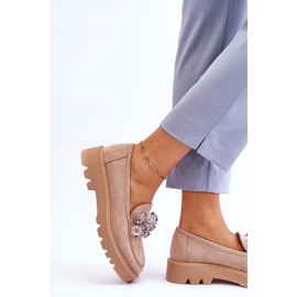 Vinceza Mocassins mode en daim avec cristaux beige Demeris 3