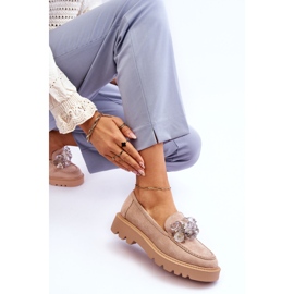 Vinceza Mocassins mode en daim avec cristaux beige Demeris 7