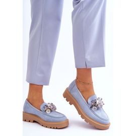 Vinceza Mocassins mode en daim avec cristaux bleu Demeris 7