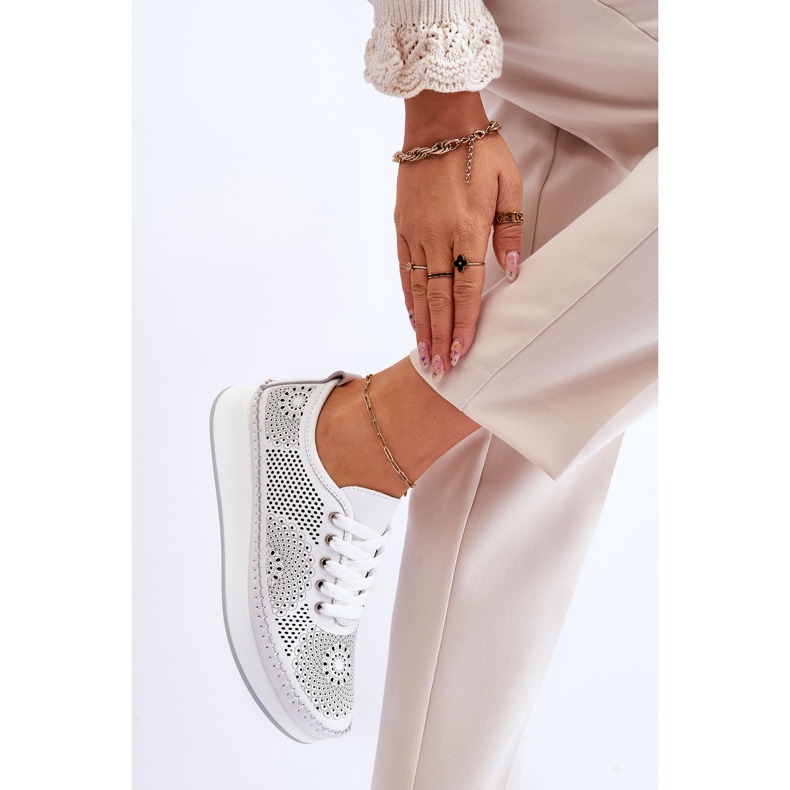 Vinceza Chaussures Sport Femme Cuir Ajouré Blanc Marea 2