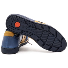Polbut Chaussures décontractées en cuir pour hommes 2113 bleu marine jaune 6