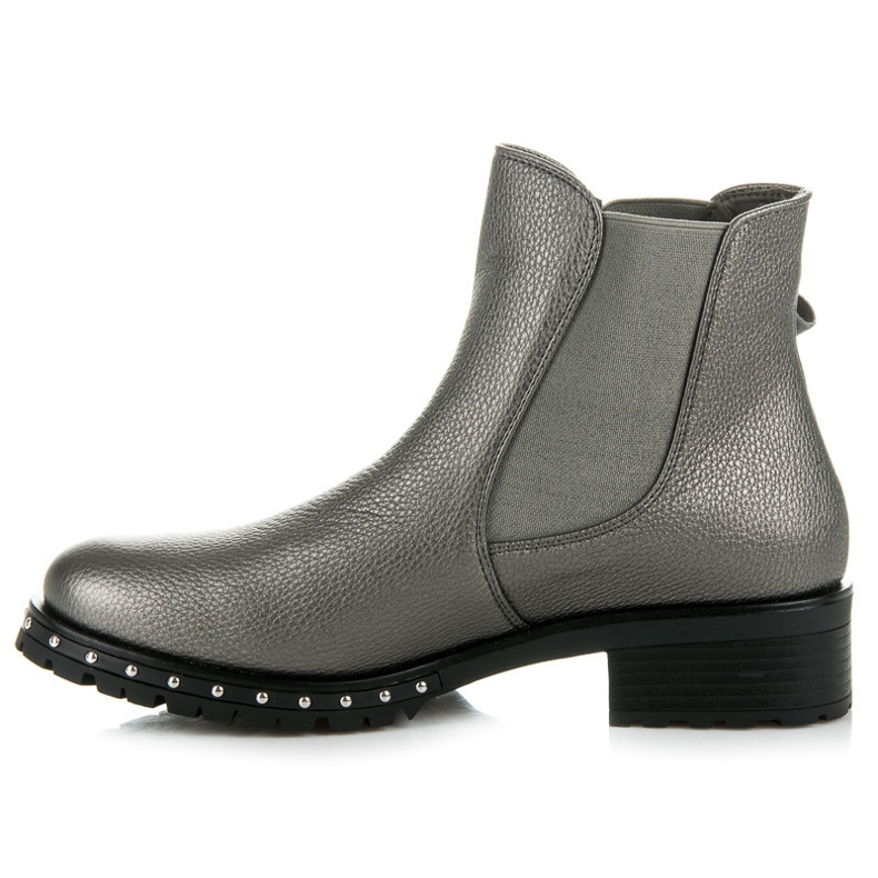 Ideal Shoes Bottines Chelsea argentées à nœud gris 2