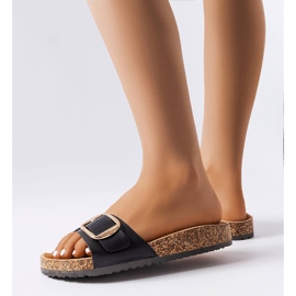 BM Claquettes Benoit noires à boucle 2