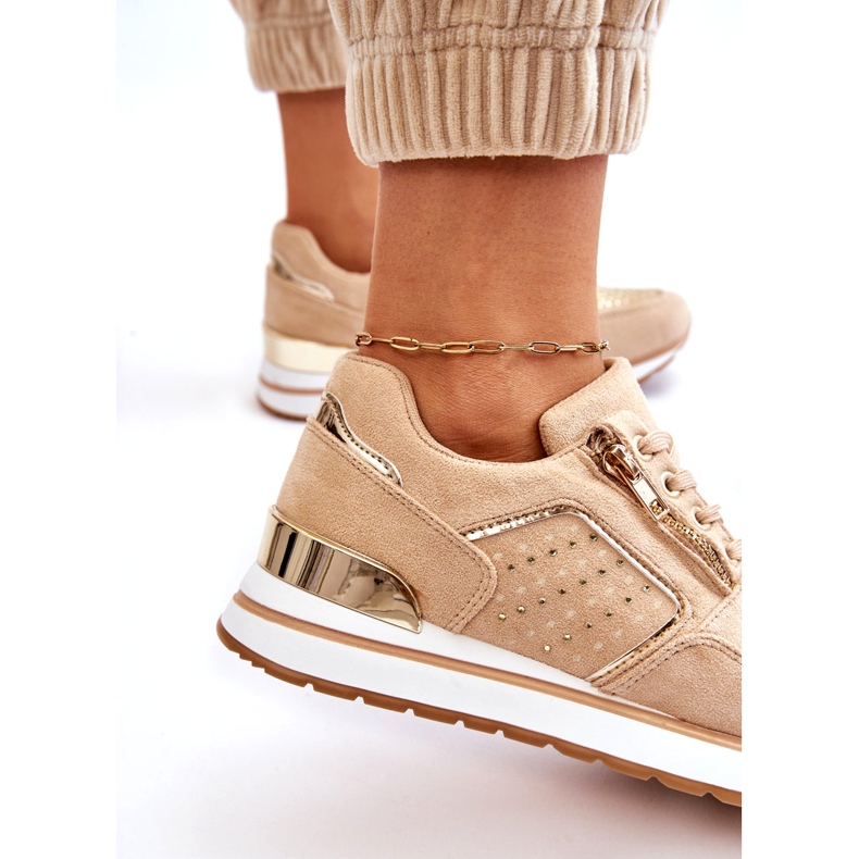 Marquiiz Adrea Chaussures de sport pour femmes avec fermeture éclair décorative Beige 3