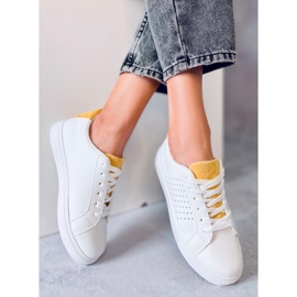 Baskets femme blanches WB807 BLANC / JAUNE 7