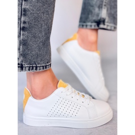 Baskets femme blanches WB807 BLANC / JAUNE 5