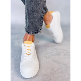 Baskets femme blanches WB807 BLANC / JAUNE 4