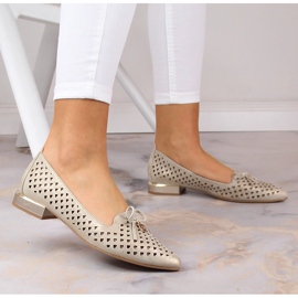 Chaussures pointues dorées ajourées pour femmes Jezzi ASA178-5 d'or 2