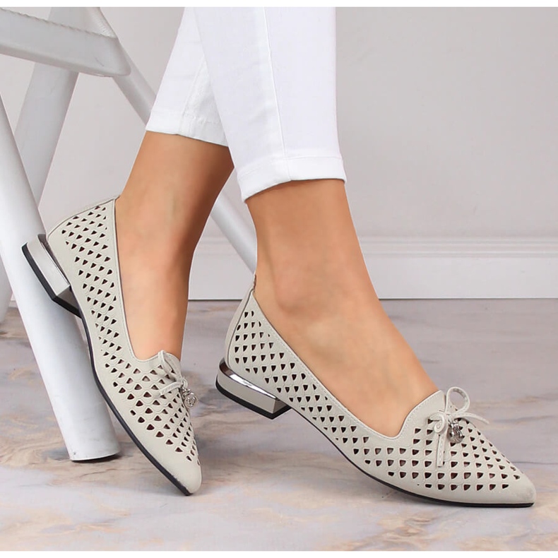 Chaussures pointues femme ajourées Jezzi ASA178-5 argent 1