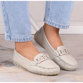 Mocassins femme en cuir avec chaîne écru Filippo DP4547 4