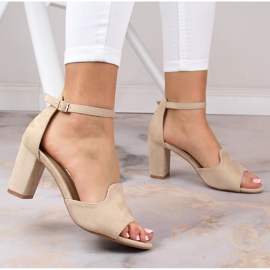 Sandales en daim pour femmes sur un poteau beige Potocki YQ21035 2