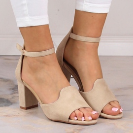 Sandales en daim pour femmes sur un poteau beige Potocki YQ21035 3