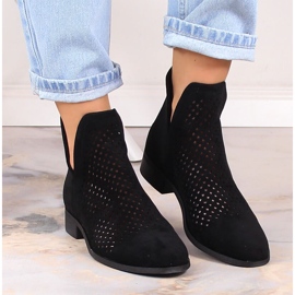 Bottines femme daim noir ajouré Potocki SZ12107 le noir 3
