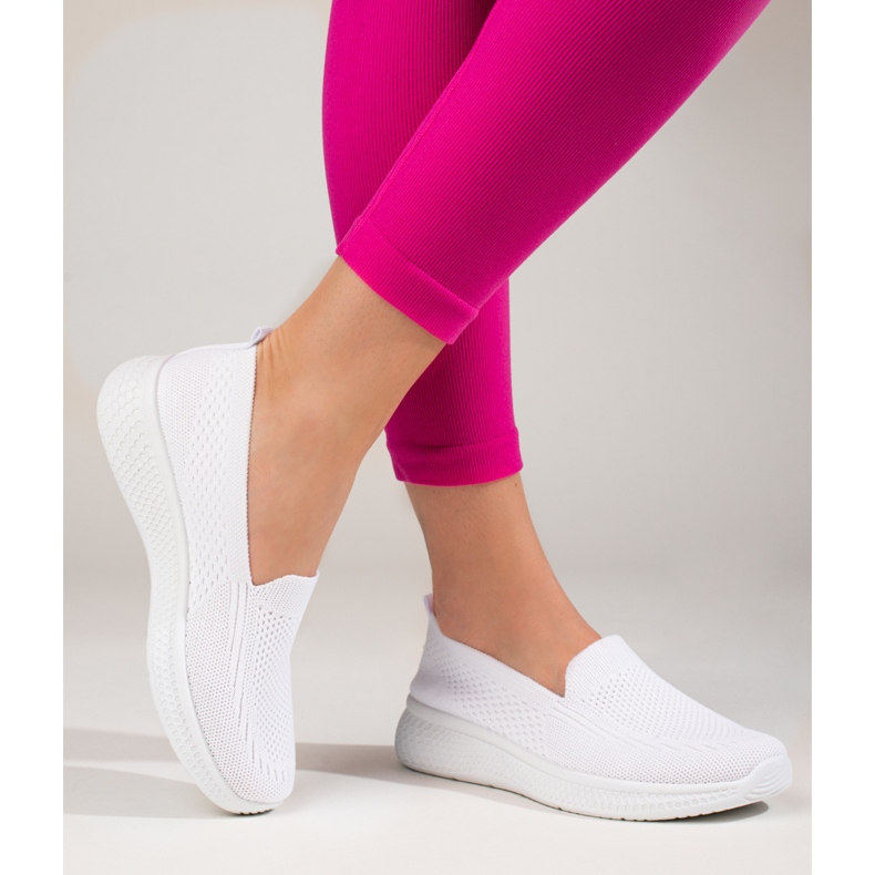 Slip on femme en tissu à semelle épaisse Black Shelovet blanc 1