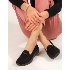 Mocassins textile femme Shelovet noirs 2
