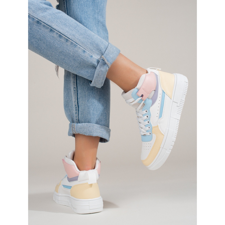 Baskets montantes femme multicolores Shelovet blanc 2