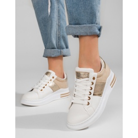 Chaussures femme à semelle épaisse Shelovet blanc et beige 1