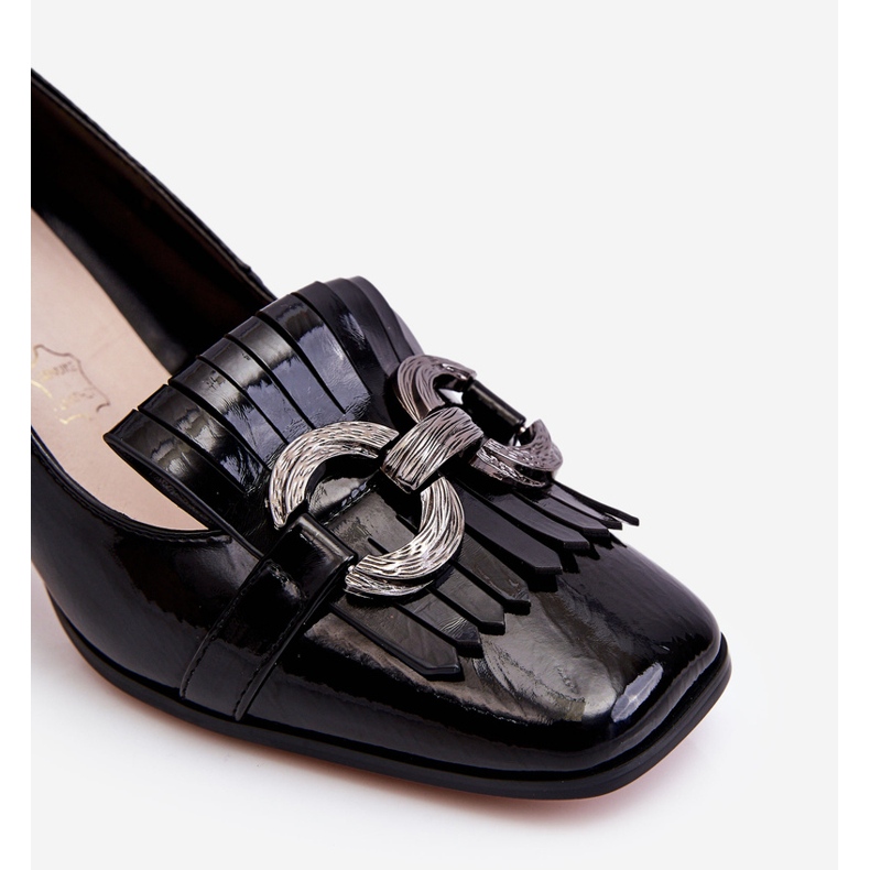 S.Barski Escarpins confortables en cuir verni noir Mercy 1