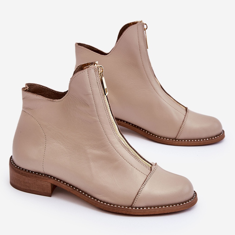 Bottes Zippées en Cuir Nicole 2785/008 Beige 1