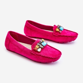 Mocassins Femme En Daim Avec Cristaux Fuchsia Lucille rose 7