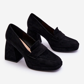 Vinceza Escarpins En Daim Sur Talon Épais Et Plateforme Noir Adriel le noir 6