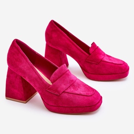 Vinceza Escarpins Adriel en daim fuchsia avec talons épais et plateforme rose 6