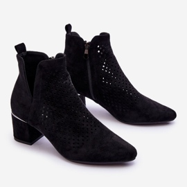 Vinceza Boots Blakely Noires En Daim Ajouré Avec Talon Ajouré le noir 8