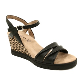 Caprice Sandales Compensées En Cuir 9-28710-20 040 Noir Softnap le noir 1