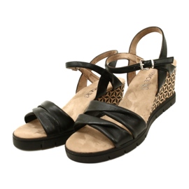 Caprice Sandales Compensées En Cuir 9-28710-20 040 Noir Softnap le noir 3