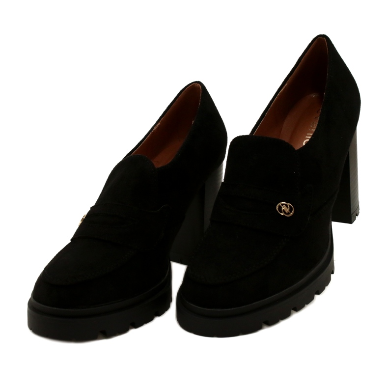 Evento Mocassins à la mode sur la plate-forme et la barre noire le noir 3