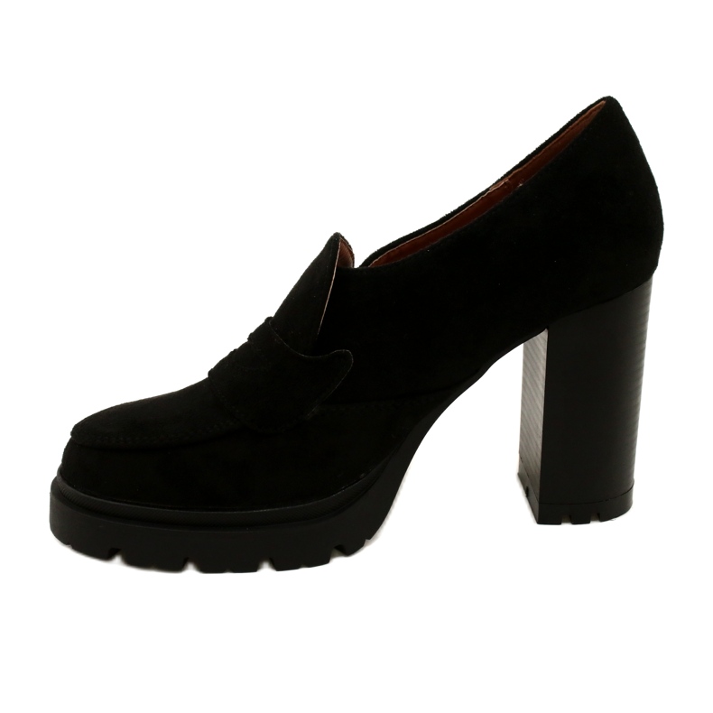 Evento Mocassins à la mode sur la plate-forme et la barre noire le noir 2