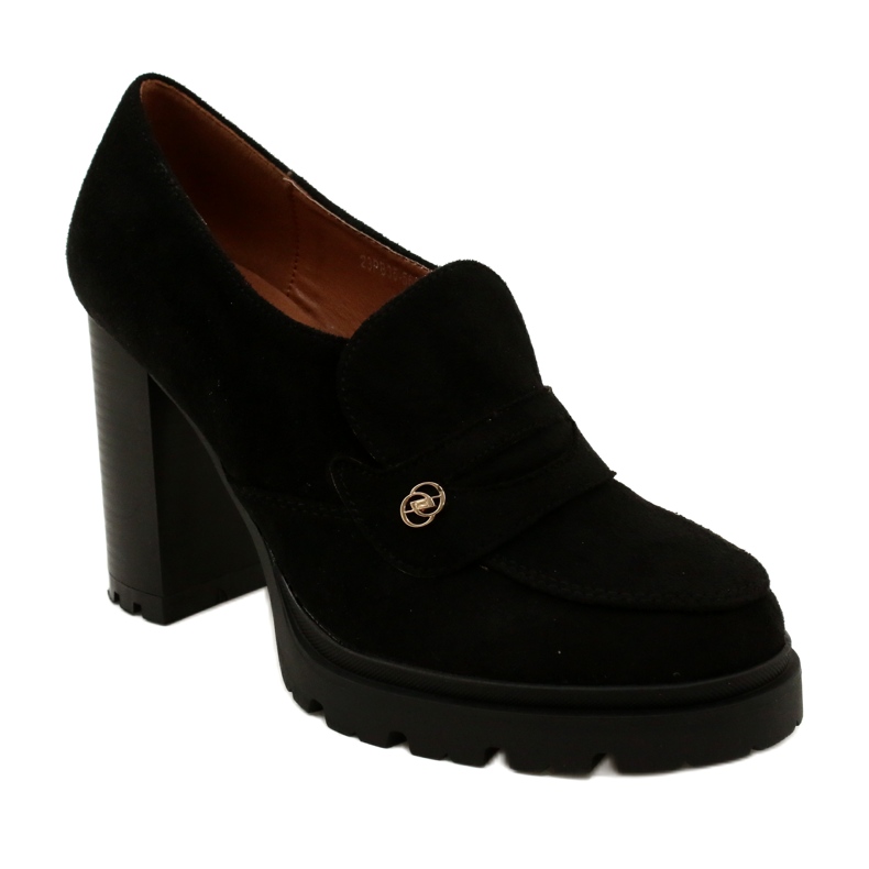 Evento Mocassins à la mode sur la plate-forme et la barre noire le noir 1