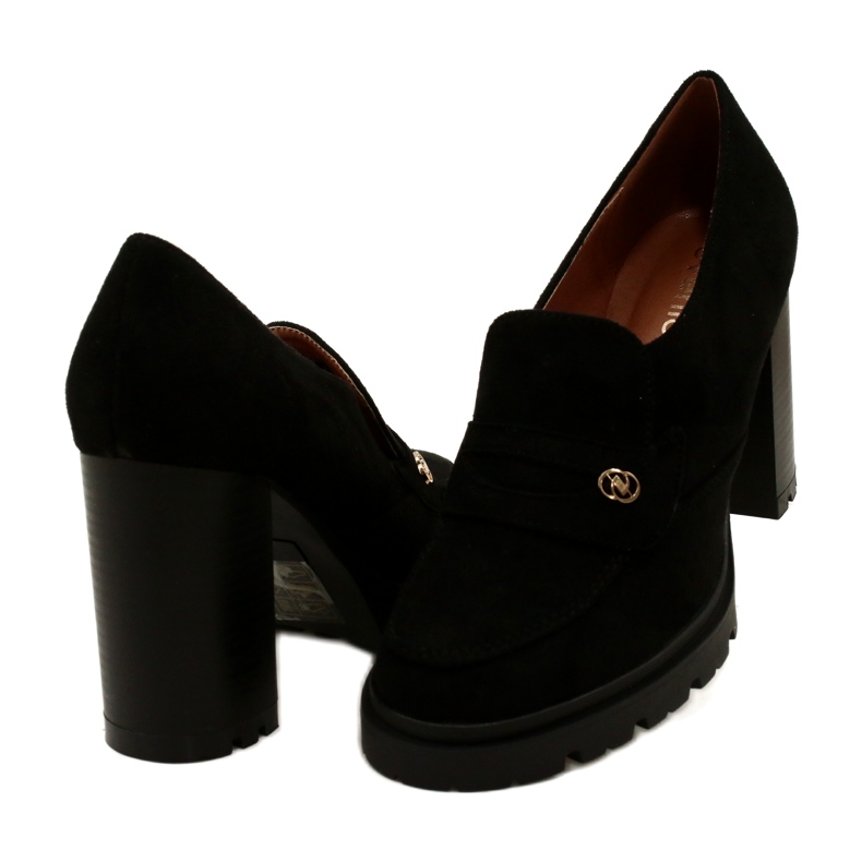 Evento Mocassins à la mode sur la plate-forme et la barre noire le noir 4