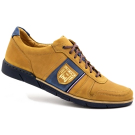 Polbut Chaussures décontractées en cuir pour hommes 2113 rouge multicolore jaune 2