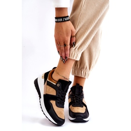 Baskets compensées classiques beiges et noires Collie brun 1