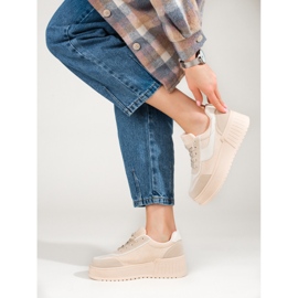 Bottes en daim beige à plateforme épaisse de Shelovet 2