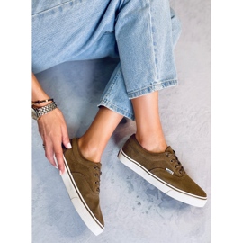 BM Baskets femme en daim Lovis Taupe vert 4