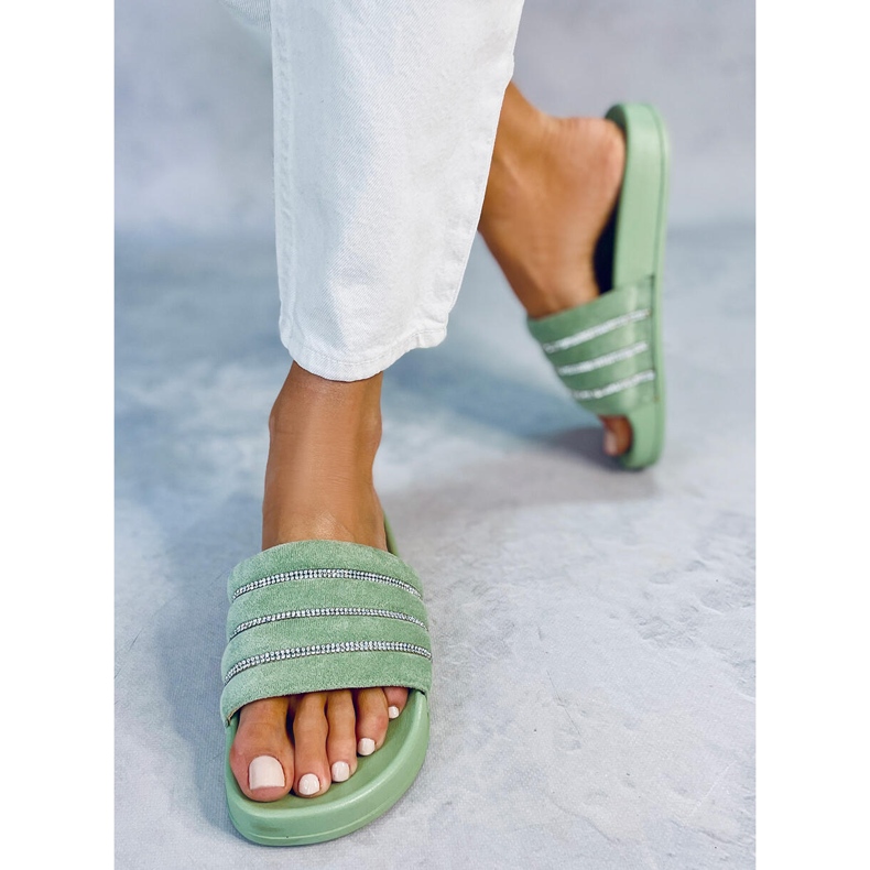 BM Claquettes à strass Lynne Green vert 1