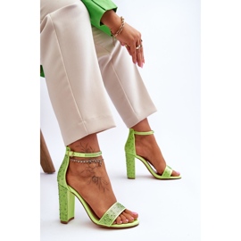 Sandales À Talons Hauts Pour Femmes Avec Zircons Vert Idéaliste 7