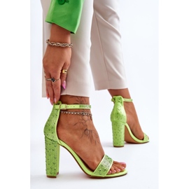 Sandales À Talons Hauts Pour Femmes Avec Zircons Vert Idéaliste 2