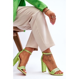 Sandales À Talons Hauts Pour Femmes Avec Zircons Vert Idéaliste 5