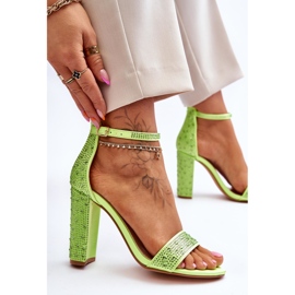 Sandales À Talons Hauts Pour Femmes Avec Zircons Vert Idéaliste 6