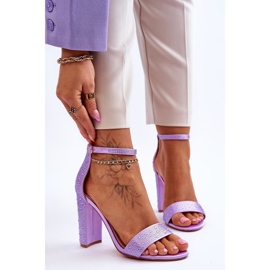 Sandales À Talons Hauts Pour Femmes Avec Zircon Violet Idéaliste 1