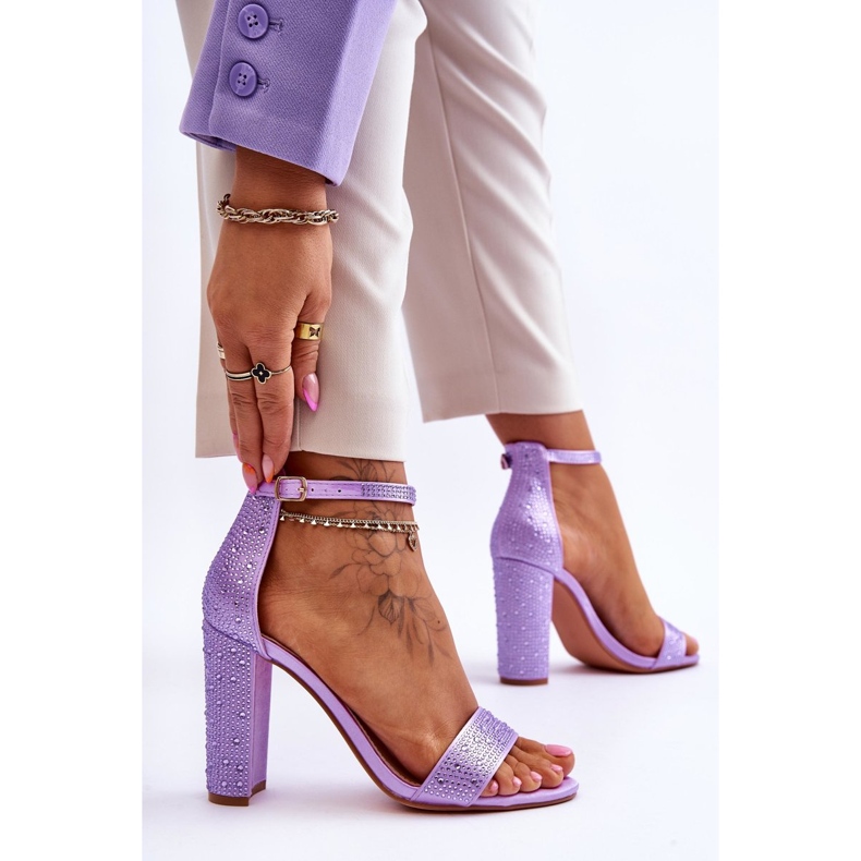 Sandales À Talons Hauts Pour Femmes Avec Zircon Violet Idéaliste 2