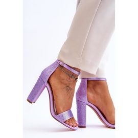 Sandales À Talons Hauts Pour Femmes Avec Zircon Violet Idéaliste 3